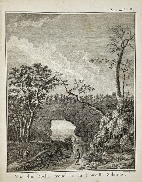 Captain James Cook (1728-1779) – View of a Natural Arch in New Zealand – Engraving (1774)