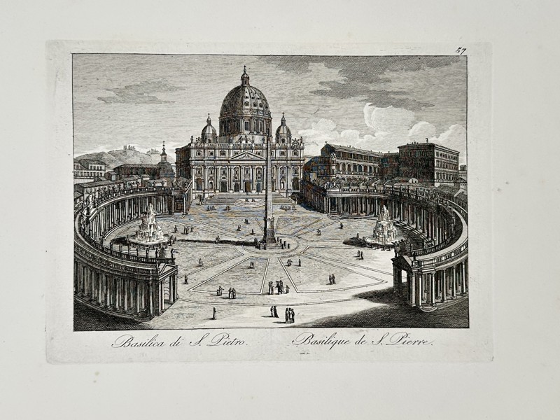 Pietro Parboni (c. 1814–1884) – View of Saint Peter’s Basilica – Etching