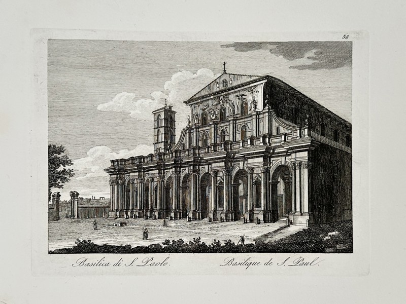 Pietro Parboni (c. 1814–1884) – View of the Basilica of Saint Paul Outside the Walls – Etching