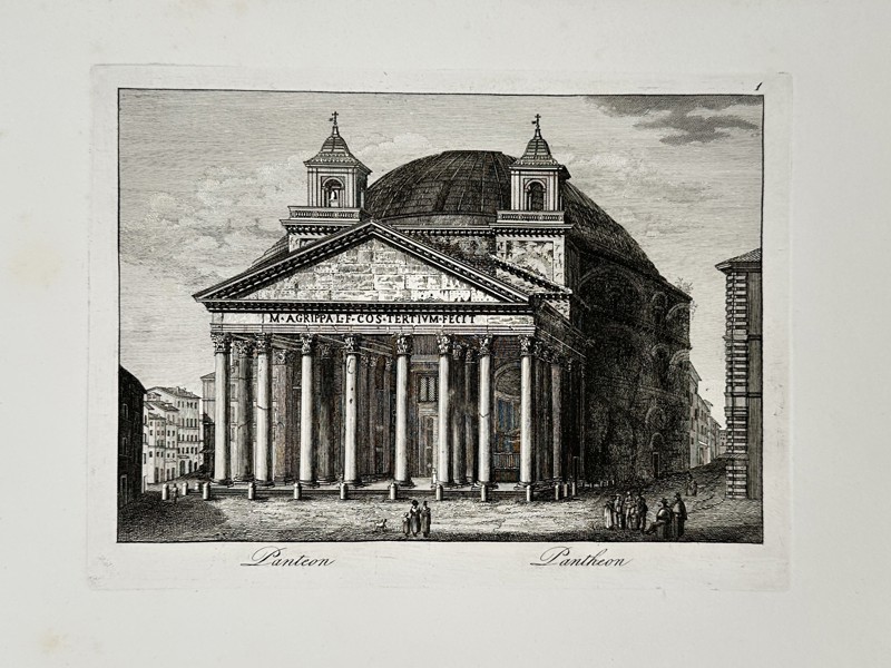 Pietro Parboni (c. 1814–1884) – View of the Pantheon – Etching