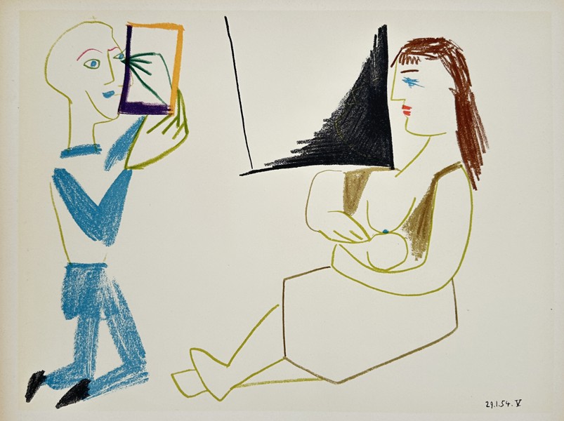 Pablo Picasso (1881–1973), after – Painter and Seated Model – Offset print (20th Century)