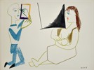 Pablo Picasso (1881–1973), after – Painter and Seated Model – Offset print (20th Century)