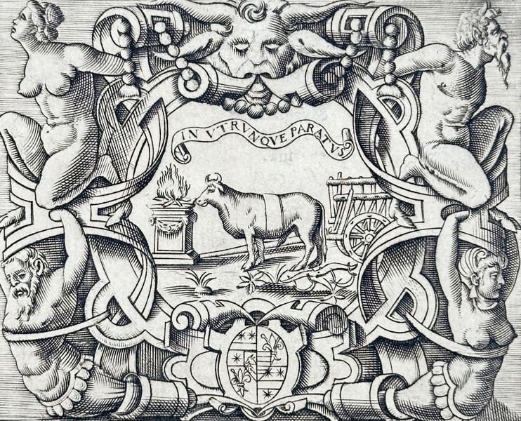 Girolamo Ruscelli (1504–1566) – Emblem of Onofrio Panvinio – Engraving (1566)