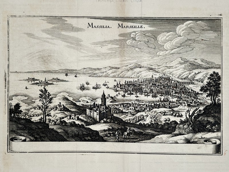 Matthäus Merian the Elder (1593–1650) – View of the City and Port of Marseille – Engraving (1641)