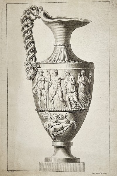 M. Brinclaire (Active 18th Century) – Classical Ewer with Mythological Relief – Engraving (18th Century)