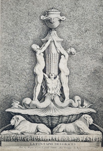 Edme Bouchardon (1698–1762) – View of the Fountain of the Graces – Etching (1738)