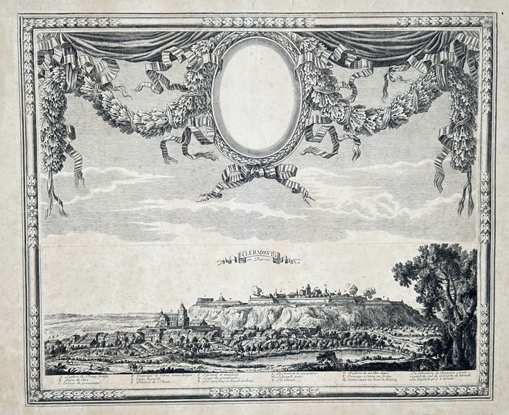 Nicolas Cochin (1610–1686) – View of the City of Clermont-Ferrand – Engraving (1644)