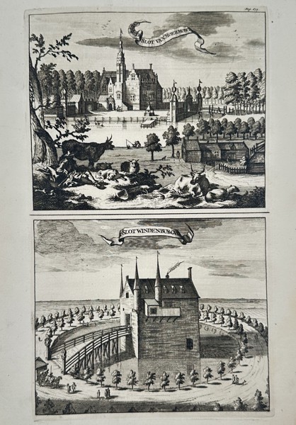 Mattheus Smallegange (1624-1710) – View of Slot van Moermond and Slot Windenburg – Engraving (1696)