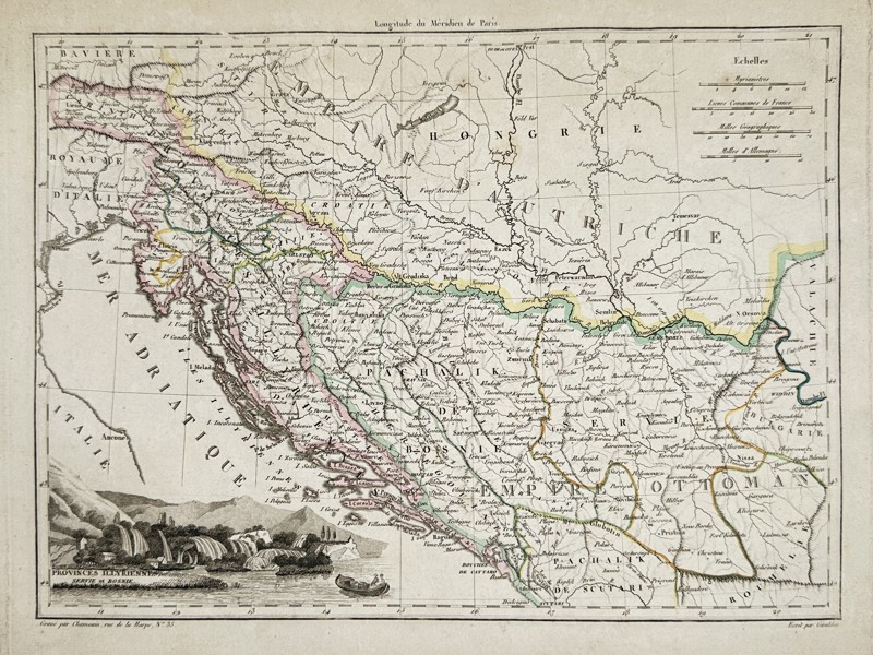 Conrad Malte-Brun (1775-1826) – Map of the Illyrian Provinces, Serbia, and Bosnia – Balkans – Etching (1812)