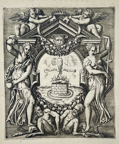 Girolamo Ruscelli (1504-1566) – Allegorical Device of the Phoenix – Engraving (1566)