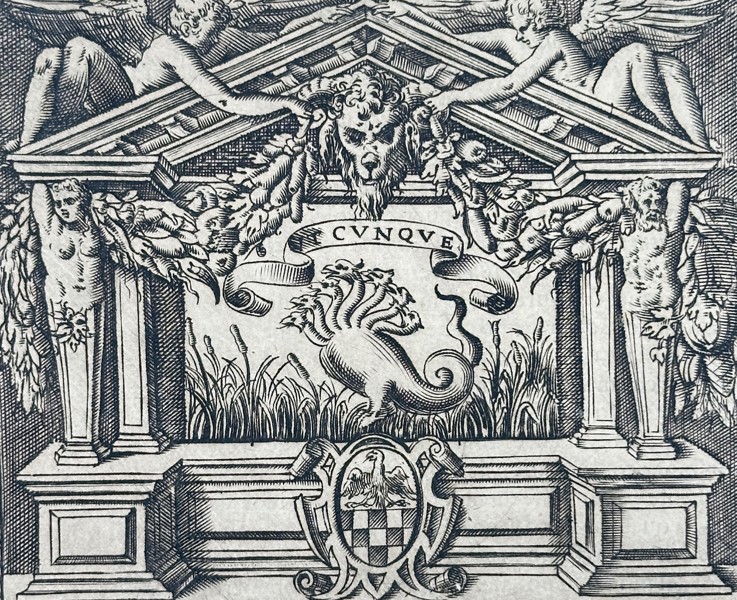 Girolamo Ruscelli (1504-1566) – Allegorical Device of Sforza Pallavicino – Engraving (1566)