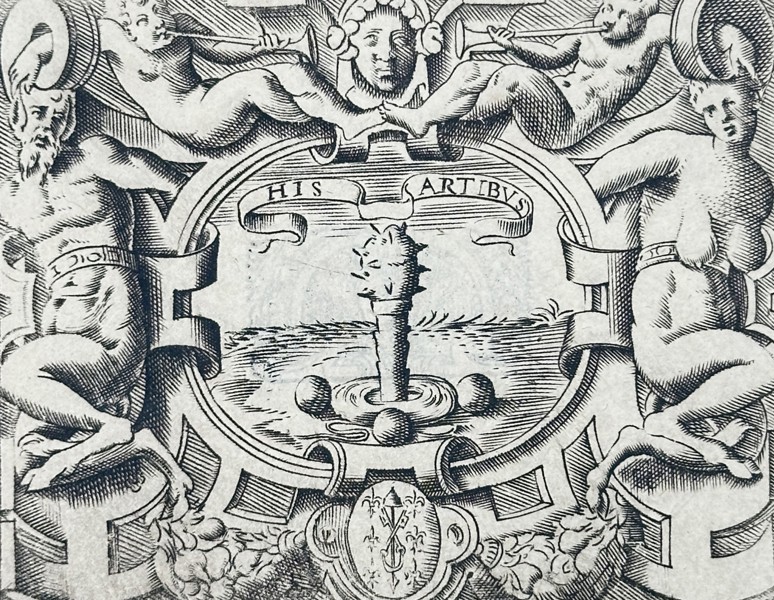 Girolamo Ruscelli (1504-1566) – Allegorical Device of Ottavio Farnese – Engraving (1566)
