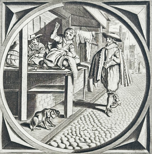 Jacob Cats (1577-1660) – The Tailor at Work – Engraving (1655)