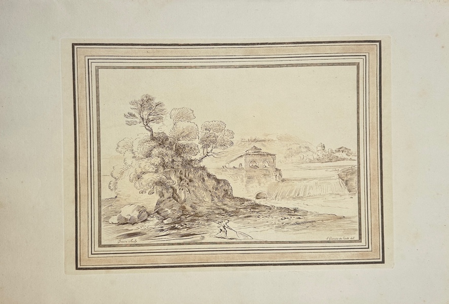 Francesco Bartolozzi (1727-1815) after Giovanni Francesco Barbieri (Guercino) - Landscape with Figures