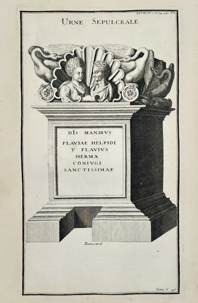 Bernard De Montfaucon (1655-1741) – Roman Sepulchral Urn – Engraving (1719)