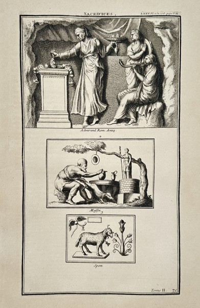 Bernard De Montfaucon (1655-1741) – Scenes of Ancient Sacrifices – Engraving (1719)