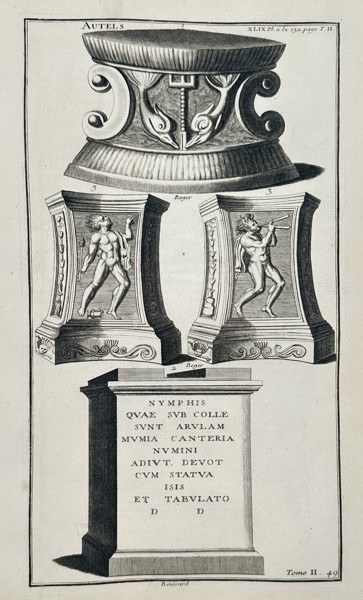 Bernard De Montfaucon (1655-1741) – Ancient Roman Altars and Inscriptions – Engraving (1719)