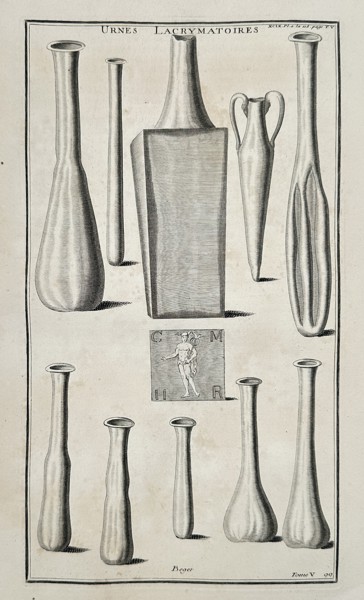 Bernard De Montfaucon (1655-1741) – Ancient Roman Lacrimatory Vases – Engraving (1719)