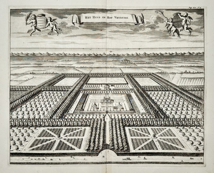 Jan Luyken (1649-1712) – View of Vryburg – Etching (Hand-coloured) (1685)