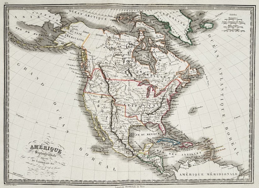 Charles V. Monin (active 19th Century) – Map of North America – North America – Engraving (Hand-coloured) (1845)