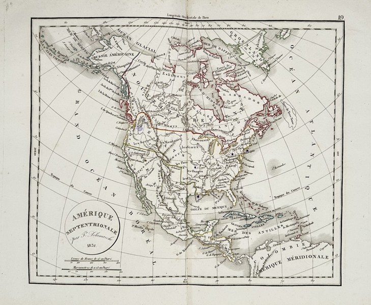 Felix Delamanche (1805–1867) – Map of North America – North America – Engraving (Hand-coloured) (1851)