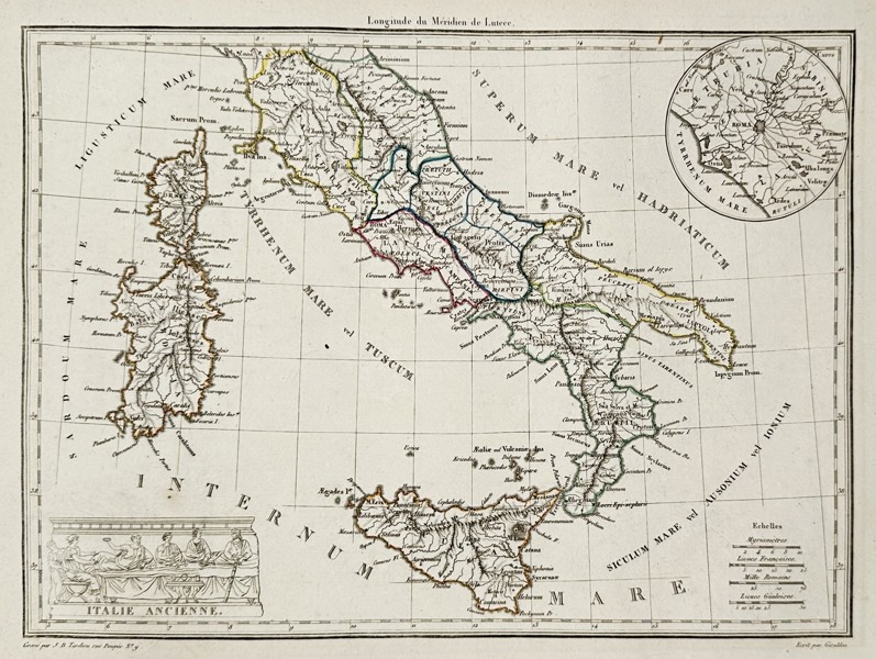 Conrad Malte-Brun (1775-1826) – Map of Ancient Italy – Italy – Engraving (Hand-coloured) (1837)