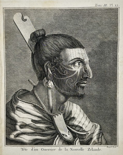 James Cook (1728-1779) – Portrait of a Maori Warrior – Engraving (1774)