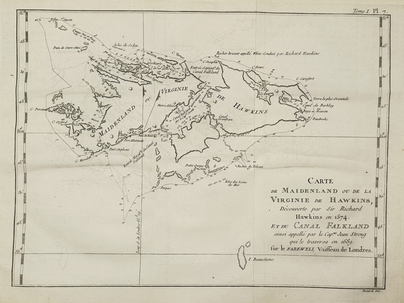 Jacques-Nicolas Bellin (1703-1772) – Map of the Falkland Islands – South Atlantic – Engraving (1774)