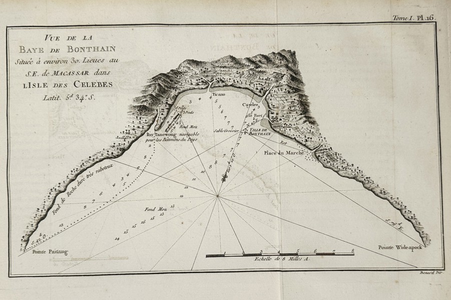 Robert Benard (1734-1777) – Map of the Bay of Bonthain – Indonesia – Engraving (1774)