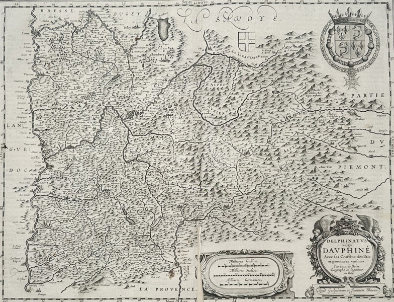 Willem Blaeu (1571-1638) – Map of Dauphiné – France – Engraving (1635)