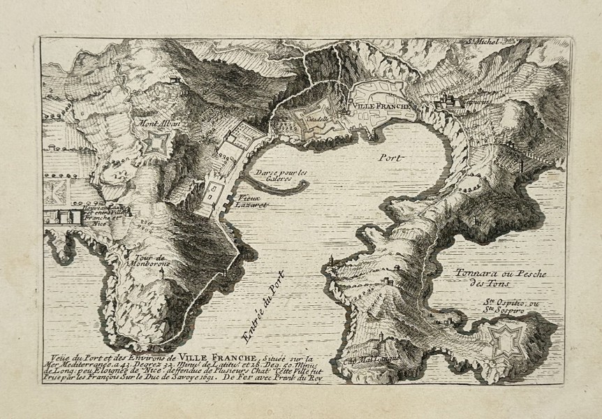 Nicolas de Fer (1450-1720) – Map of Villefranche-sur-Mer – France – Engraving (1691)