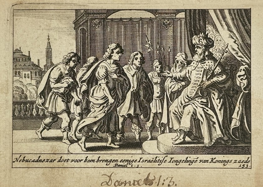 Piter Schulz (1642-1718) – The Choice of the Hebrew Youths – Engraving (1670)