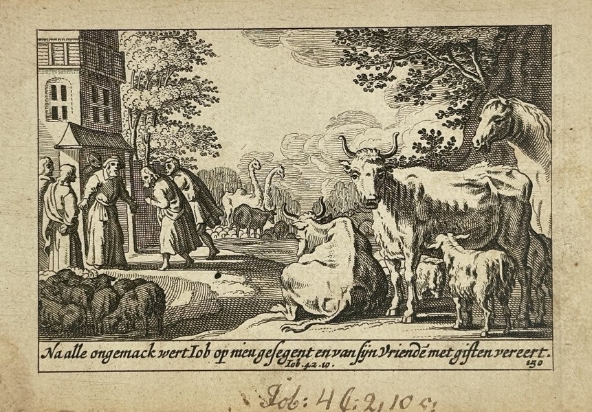 Piter Schulz (1642-1718) – Job Restored to Prosperity – Engraving (1670)