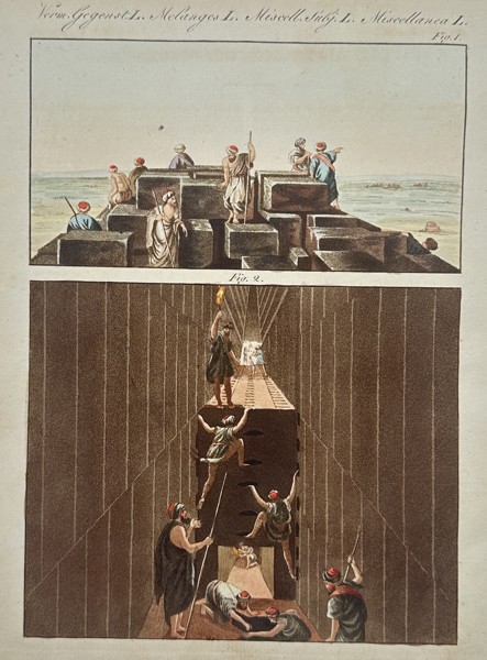 Friedrich Justin Bertuch (1747–1822) – View of the Great Pyramid of Giza – Egypt – Hand-coloured engraving (1790–1830)