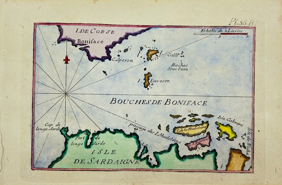 Joseph Roux - Chart of Bonifacio - Corsica & Sardinia - Italy