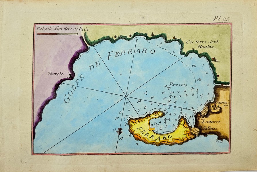 Joseph Roux - Hand-coloured Map - Gulf of Ferraro - Italy - Portoferraio