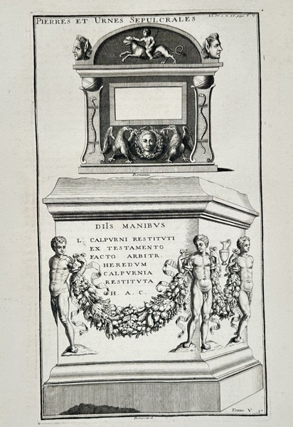 Bernard de Montfaucon (1655–1741) – Illustrations of Ancient Sepulchral Stones and Urns – Engraving (1719–1724)