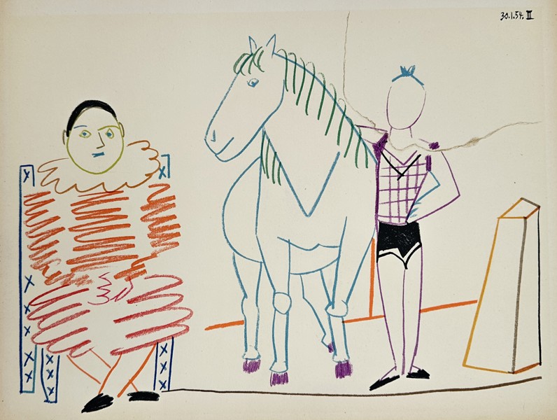 Pablo Picasso (1881–1973), after – The Clown and the Horse – Lithography - 1954