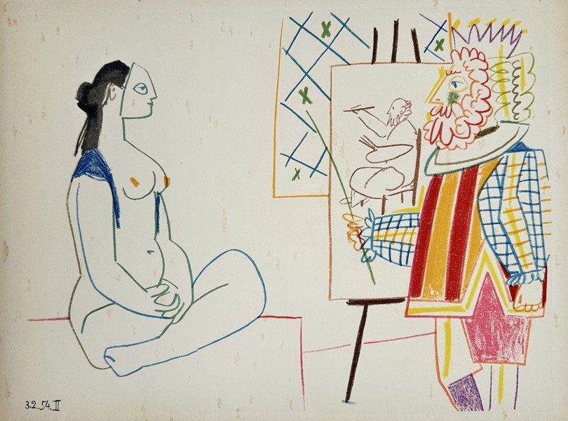 Pablo Picasso (1881–1973), after – The Artist and His Model – Lithography - 1954
