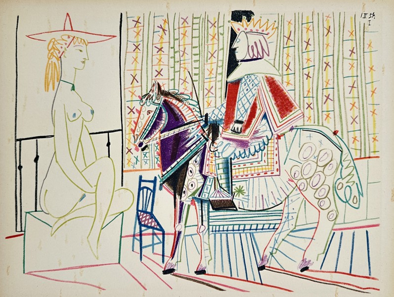 Pablo Picasso (1881–1973), after – The King on Horseback and the Nude – Lithography - 1954