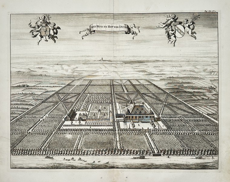Mattheus Smallegange (1624–1710) – View of the House and Garden ten Duijne – etching (1696)