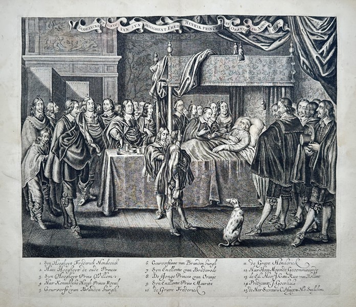 Cornelis van Dalen (1638–1660) – The Deathbed of Prince Frederick Henry – Etching (1647)
