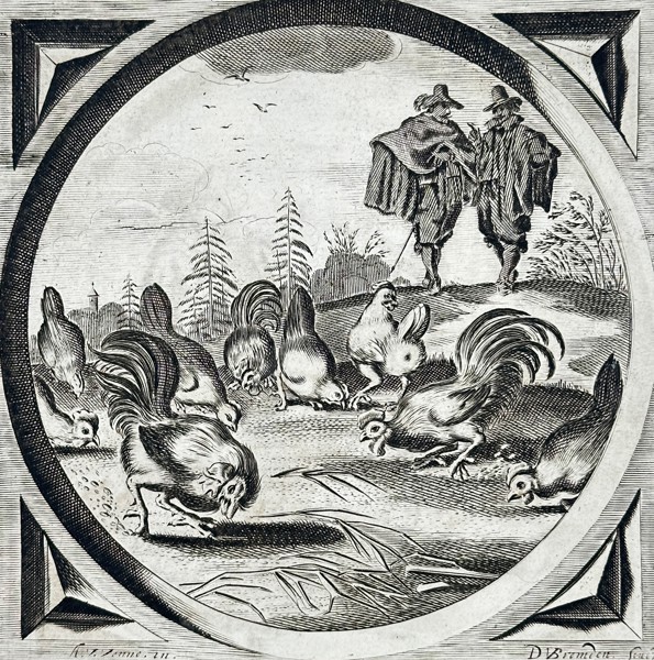 Jacob Cats (1577–1660) – Allegory of the Hens and the Grain – Etching (1658)