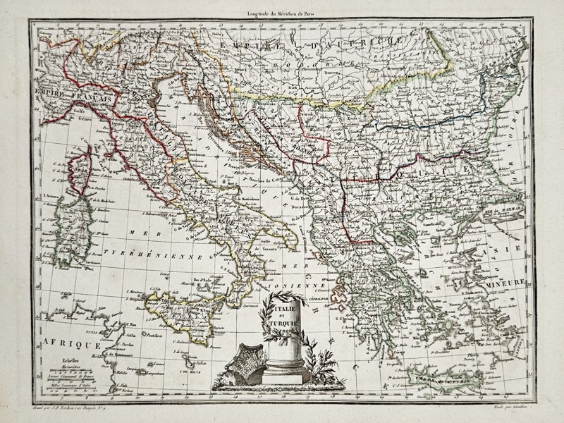 Conrad Malte-Brun (1775–1826) – Map of Italy and Turkey in Europe – Europe – Engraving (1812)