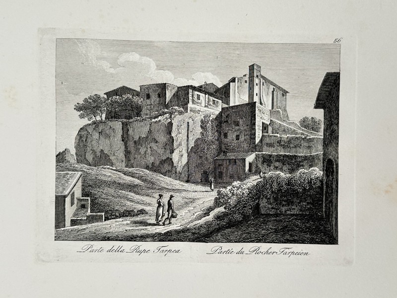 Giovanni Domenico Cassini (1740–1833) – View of the Tarpeian Rock – Italy – Etching (1798)