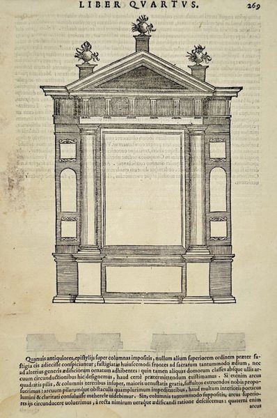 Sebastiano Serlio (1475–1554) – Classical Facade with Pediment – woodcut (1537)