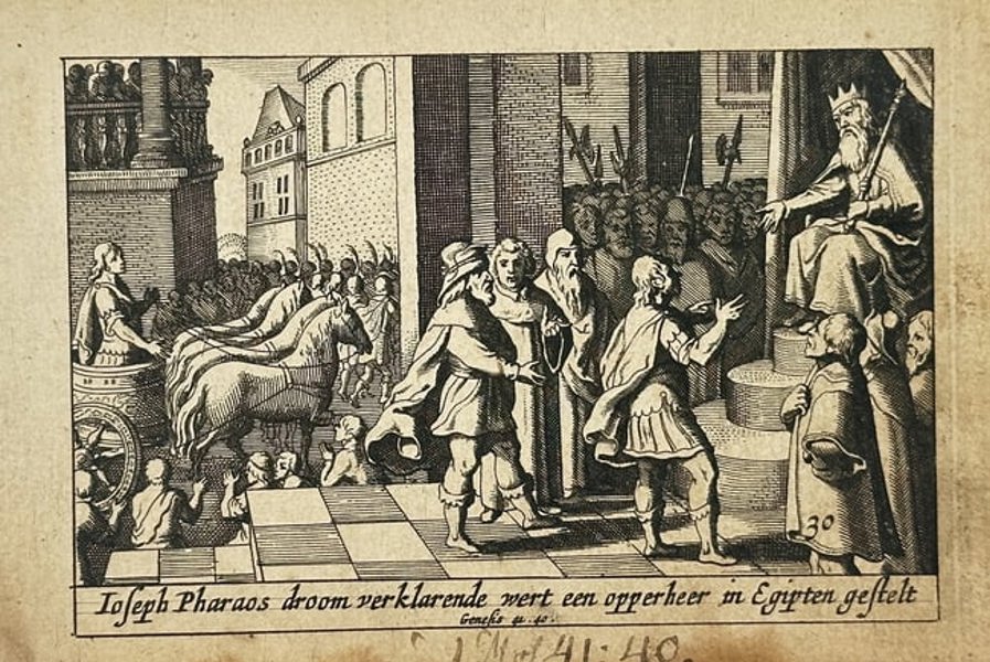 Pieter Hendriksz. Schut (1618–1660) – Joseph Interpreting Pharaoh's Dream – Engraving