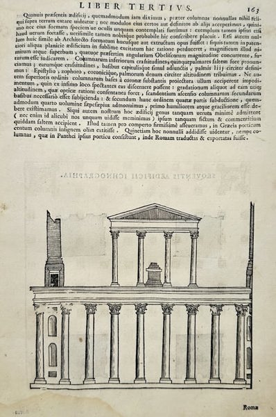 Sebastiano Serlio (1475–1554) – Pantheon Portico and Roman Ruins – woodcut