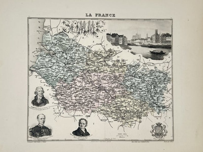 Victor Levasseur (1800–1870) – Map of Somme (France) – Engraving (1852)