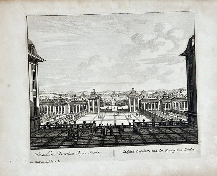 Pieter Schenk (1660–1711) – Salsta Palace of the King of Sweden – Engraving